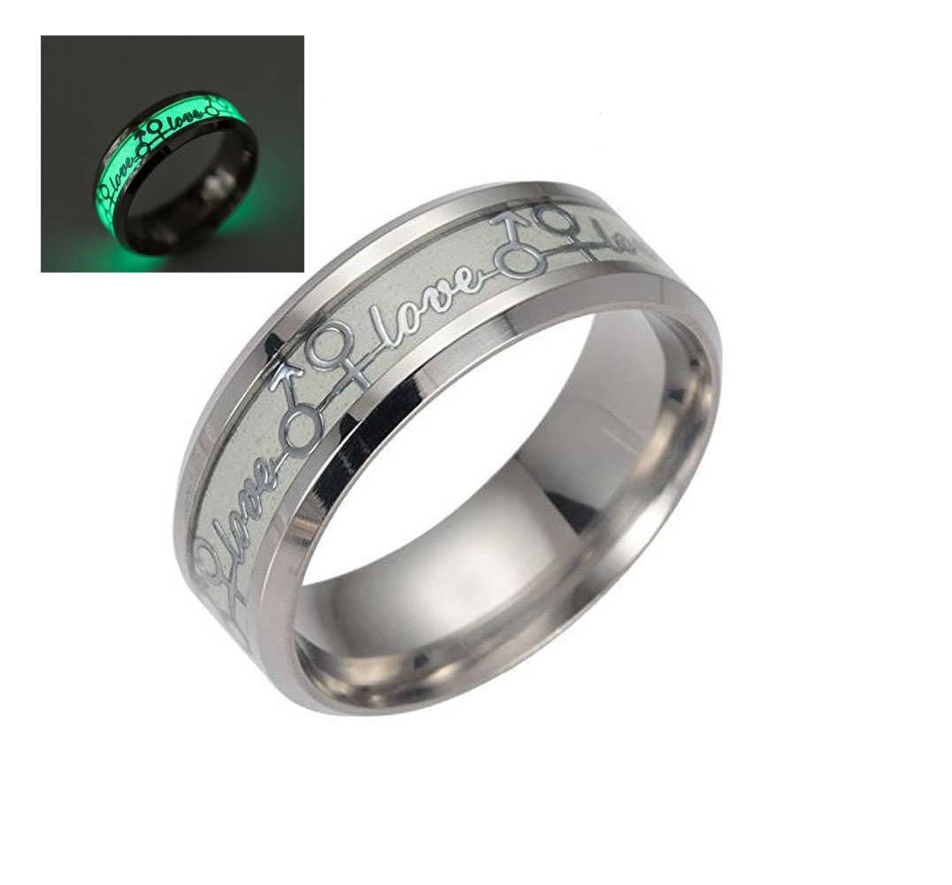 Ginger Lyne Collection Dragon Glow in The Dark Stainless Steel Black Comfort Fit Band Ring